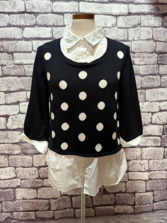 Chico's Tops - Chico's Black & White 3/4 Sleeve Blouse Size M